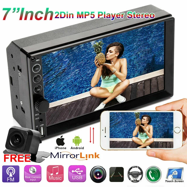 Car Stereo 7"+ Backup Camera Touch Screen Double 2 Din Radio Mirror Link For GPS