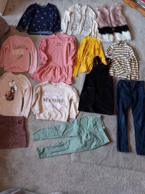 Bundle 8 To 9 Girls Jumpers Leggings dungaree dress, tops 15 items inc bluezoo