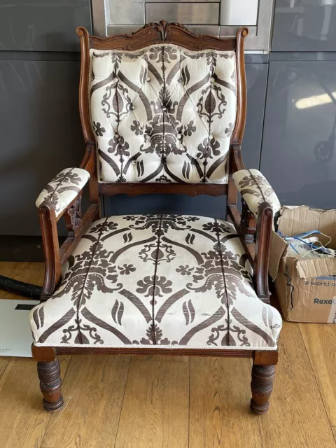 Antique carved High-back Victorian Arm Chair