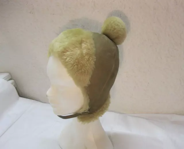 Cappello vintage bambini berretto di pelliccia con pompelmo pelliccia sintetica marrone/beige