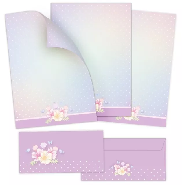 Briefpapier-Set A4 mit Umschlag Briefbögen Ostern Frühling Blumen lila Briefpost