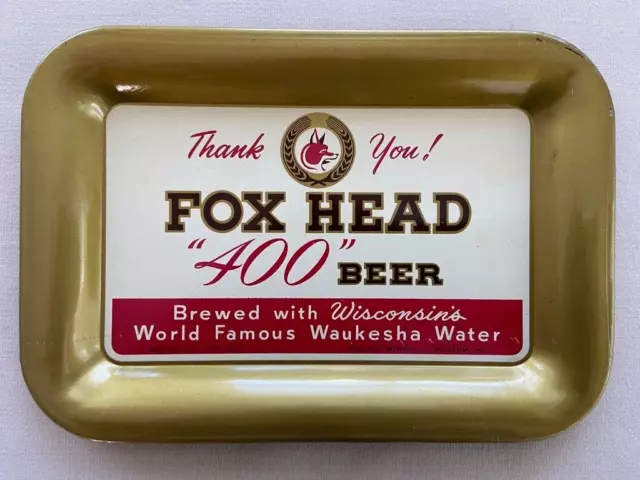 Vintage Fox Head "400" Beer Tip Tray Waukesha Wisconsin