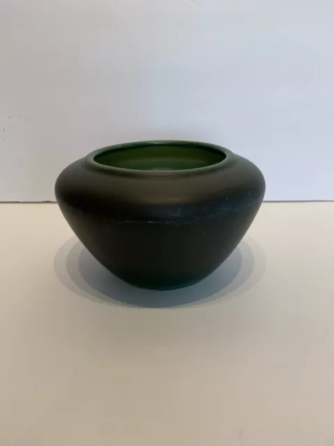 North Dakota School of Mines Vintage Art Pottery Matte Green Ceramic Vase Signed