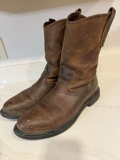 RED WING PECOS 1124 Soft Toe Boots Size 14B Brown Leather Super Soles £ ...