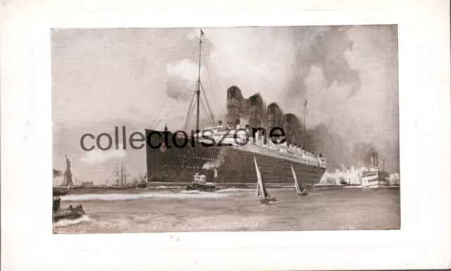 Cunard Liners RMS Lusitania With Mauretania In Background Printed Postcard c1912