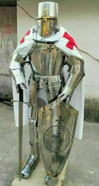 Médiévale Knight Laiton Wearable Suit De Armure Crusader Combat Complète  Corps