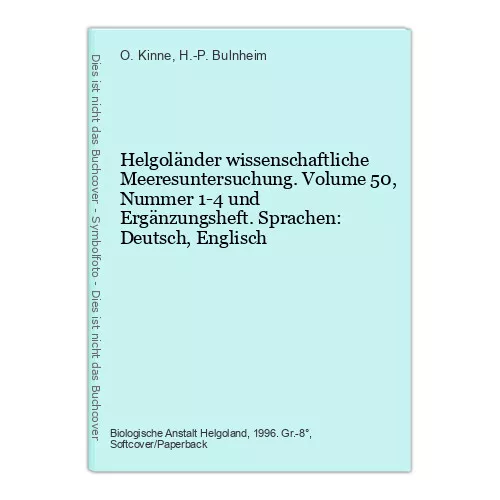 Helgoländer wissenschaftliche Meeresuntersuchung. Volume 50, Nummer 1-4 und Ergä