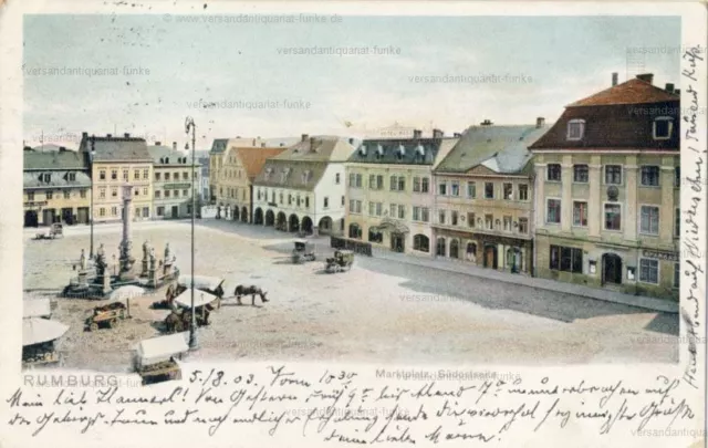 Ansichtskarte Rumburg Rumburk Marktplatz Böhmen Sudeten Tschechien 1903