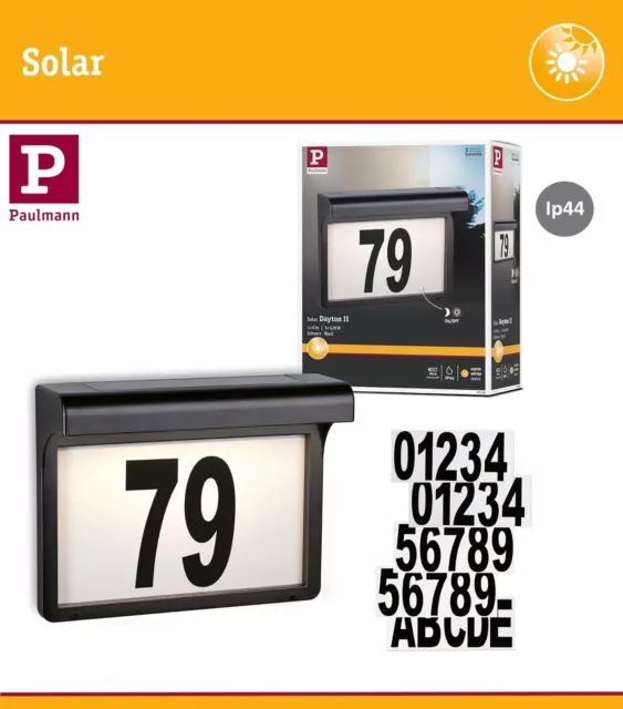 Paulmann Solar LED Hausnummernleuchte Dayton II IP44 Schwarz mit Zahlensatz