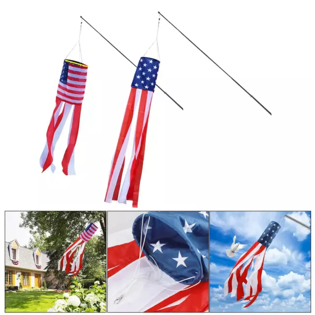 American Flag Windsock 4th of July Garden Assembly School Hanging Decor