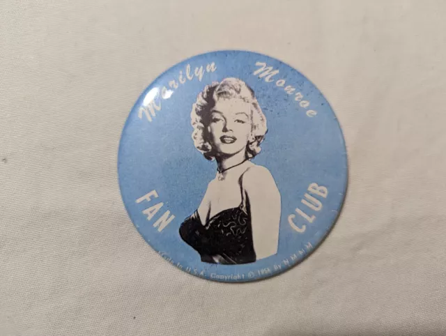 Marilyn Monroe Fan Club (1956), 3" Vintage Movie Star Pin-Back Button