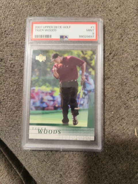 2001 Upper Deck Golf Tiger Woods 1 psa 9 rookie rc