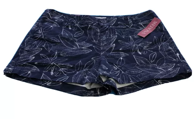 Merona - Navy BLUE floral 100% cotton chino shorts, Sz 6 New 3" inseam Women’s