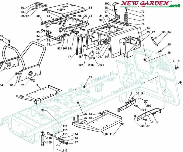 EXPLODED VIEW FRAME 48in XX220HDE Mower Lawn Mower Parts Castelgarden