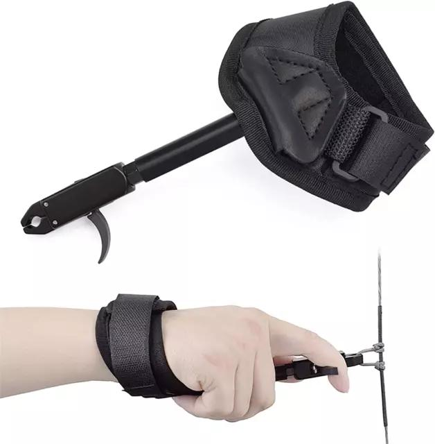 Elong Adjustable Archery Compound Bow Release Aid with Foldback Design- Black Wr