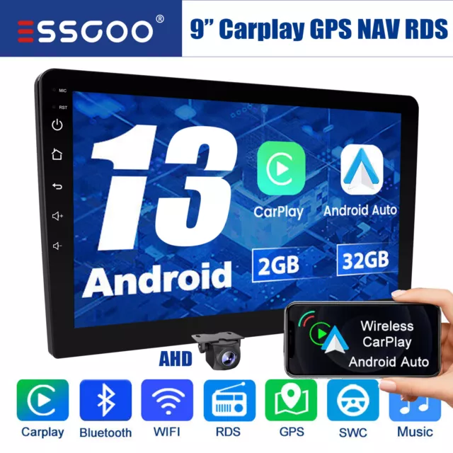 2+32G Android 13 Double 2 DIN 9" Car Stereo Radio GPS SAT NAV Bluetooth WIFI FM