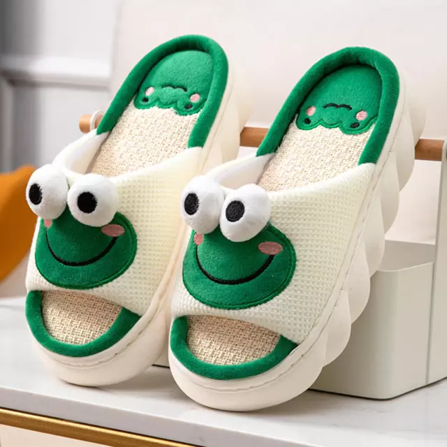 Cartoon Frog Cute Sandals Soft Anti-slip Shoes Warm Indoor Slippers Women Men UK