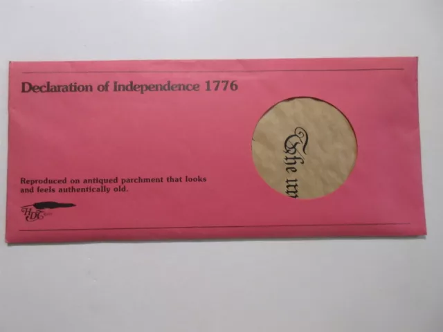 1977 Historical Documents Declaration of Independence - parchment Replica w/ Env