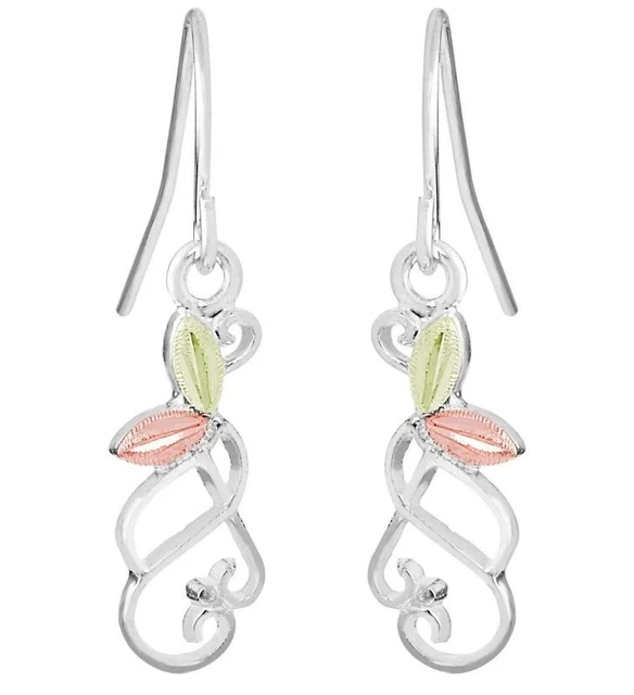 Landstrom's Black Hills Gold & Silver Dangle Leaf Earrings
