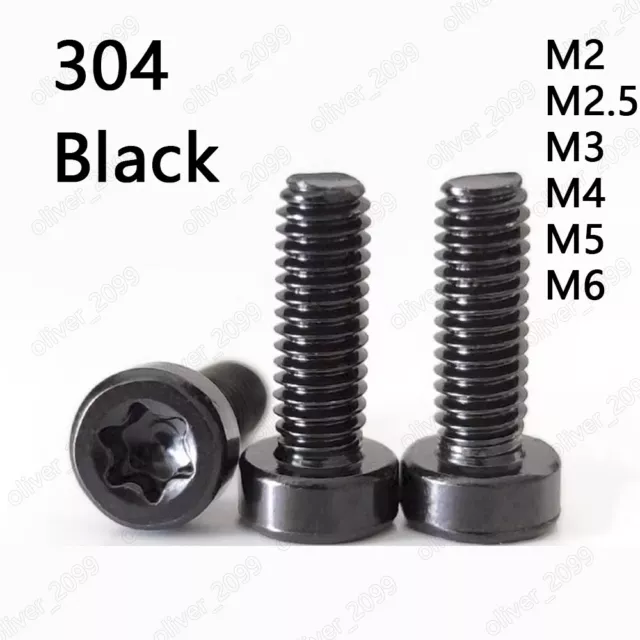 Black 304 Stainless Steel Hexalobular Socket Cheese Short Head Screw M2 M3 M4-M6