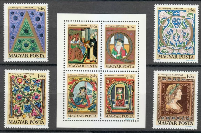 Hungary 1970 MNH Mi 2603-2606+Block 77 Sc B279-B283 Bibliotheca Corviniana **