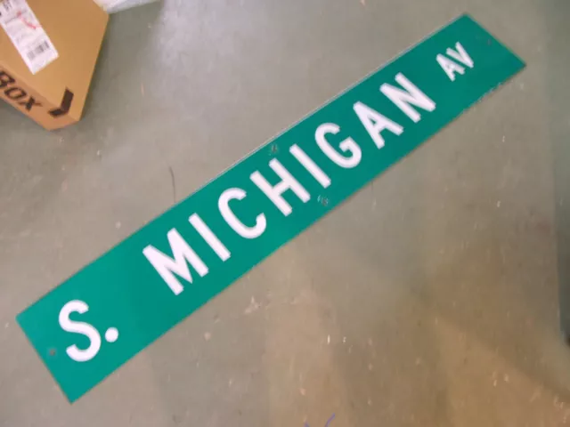 Large Original S. Michigan Av Street Sign 54" X 9" White Lettering On Green