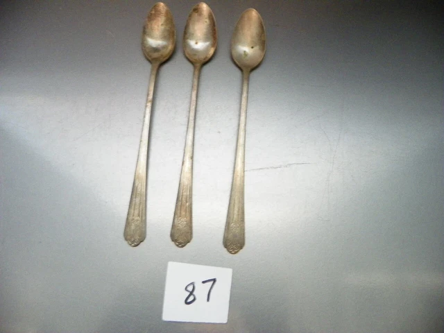 Set Of 3  Bb Silverplate    Iced Tea Spoons   Silver Plate