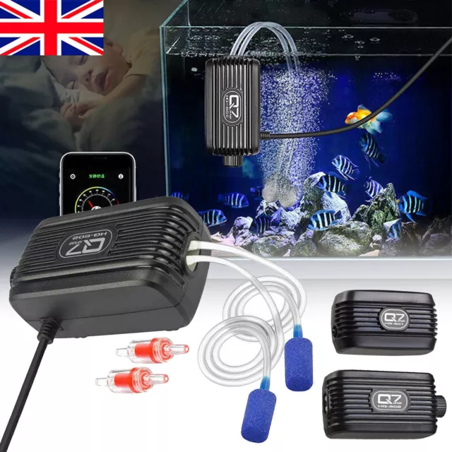 Silent Aquarium Oxygen Pump Air Pump Fish Tank Twin Outlet Valve And Accessories