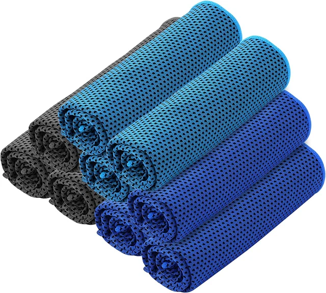 9PCS Snap Cooling Sport Towels for Neck Absorbent Microfiber Fast Drying Ice Tow