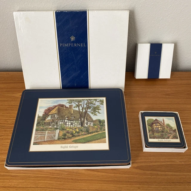 PIMPERNEL ENGLISH COUNTRYSIDE Cottages Cork Dinner Placemat, & 6 Drink