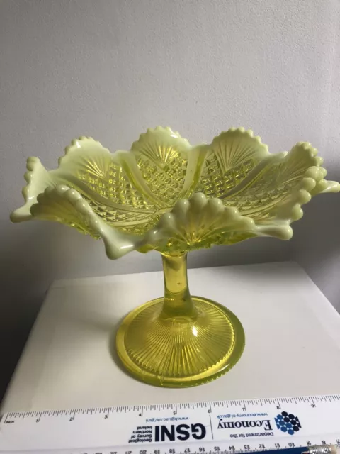 Heavy XL Rare Davidson Primrose Pearline Glass Queens Crown Footed Dish Excel