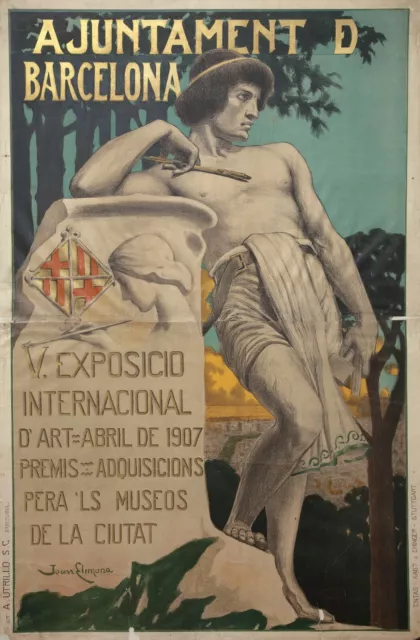 Vintage Old International Art 1907 Barcelona Spain Print Poster Wall Picture A4+
