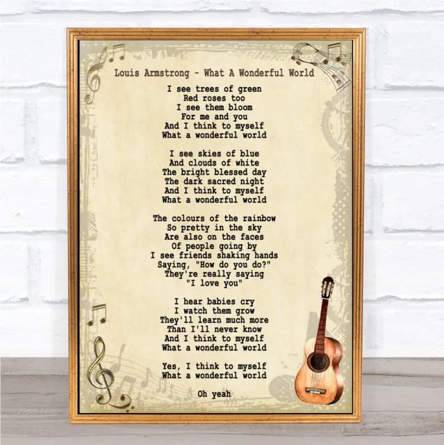 What A Wonderful World Song Lyric Vintage Quote Print