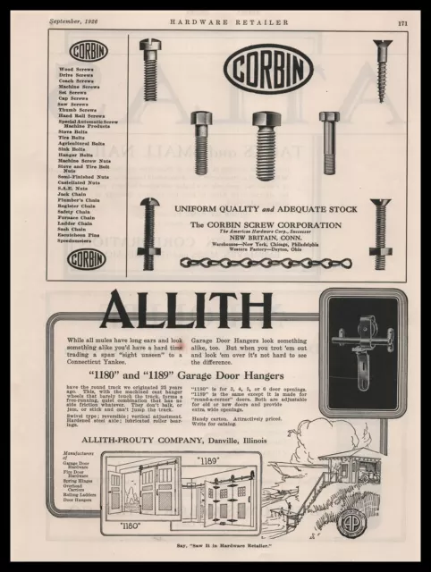 1926 Allith Prouty Co. Danville Illinois Garage Door Hangers Vintage Print Ad
