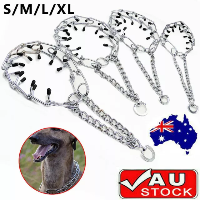 Dog Choke Collar Training S/M/L/XL Metal Steel Prong-Pinch Adjustable Chain