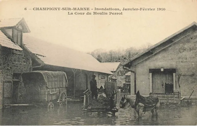 94 Champigny Sur Marne Ae#Dc1001 Inondation Janvier Fevrier 1910 La Cour Du Mo