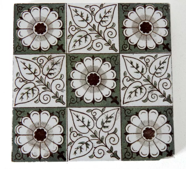 Antique Victorian Minton Hollins  & Co 6" x 6" Tile Stoke on Trent #3