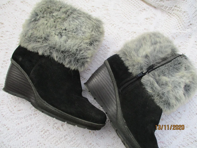 bottes bottines noires daim/ fourrure grise T 37 neuves pour femme marque flex