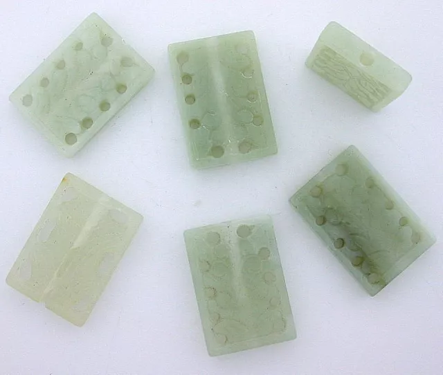 ONE 1 1/5 x 4/5 Inch Rectangle New Jade Carved Flower Carving Focal Bead Gem