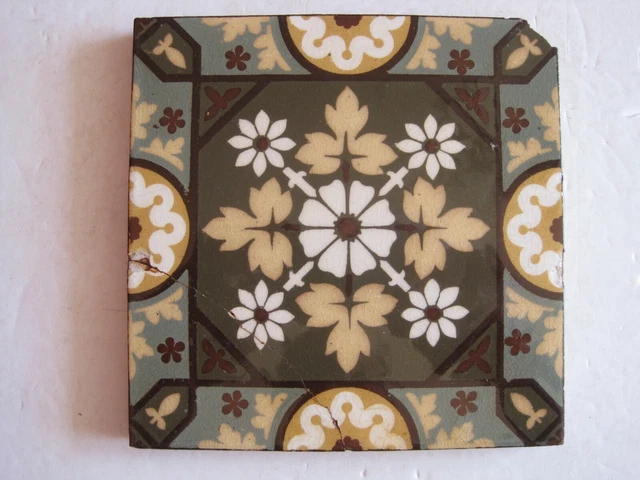 Antique Victorian Multi-Coloured Aesthetic Design Wall Tile