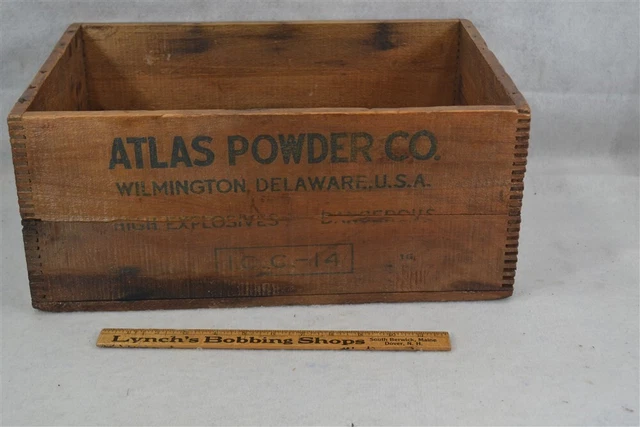 Atlas Powder Co. box dynamite High Explosives Dangerou 17x12x7.5 antique 3