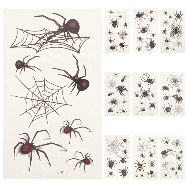 Halloween Spinne Stirnband-Set – Inkl. Haarband, Halskette & 4 Tattoos Für Gruselige Kostüme