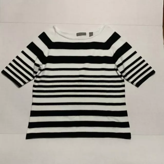 Women’s Kate Hill Casual Black & White Striped Sweater Size Large L