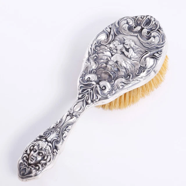 Unger Bros Art Nouveau Sterling Silver Hairbrush Love's Dream 1872-1919 No Mono