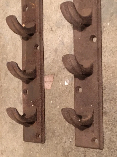 2 Antique￼ Cast iron￼ Rein hangers Horse Harness Barn Hooks.
