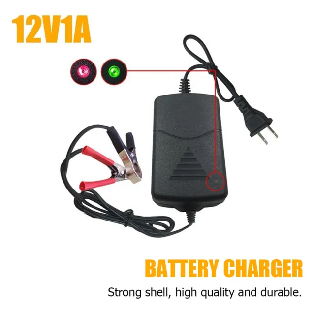 12V 1A Battery Trickle Charger Maintainer for Car Motorcycle RV Truck ATV US 2