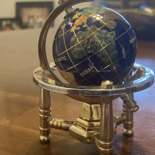 4” Mini Globe On Metal Tripod Stand