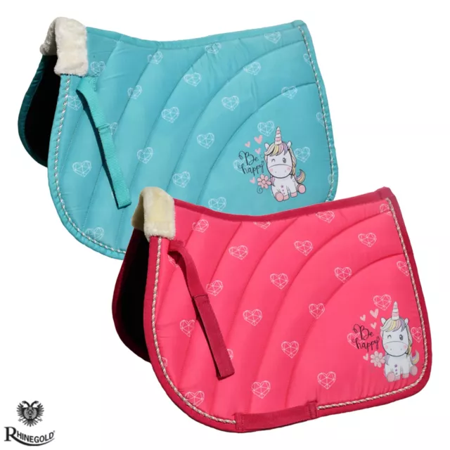 Rhinegold Unicorn Saddle Pad   Be Happy   Fully Padded   Breathable Lining