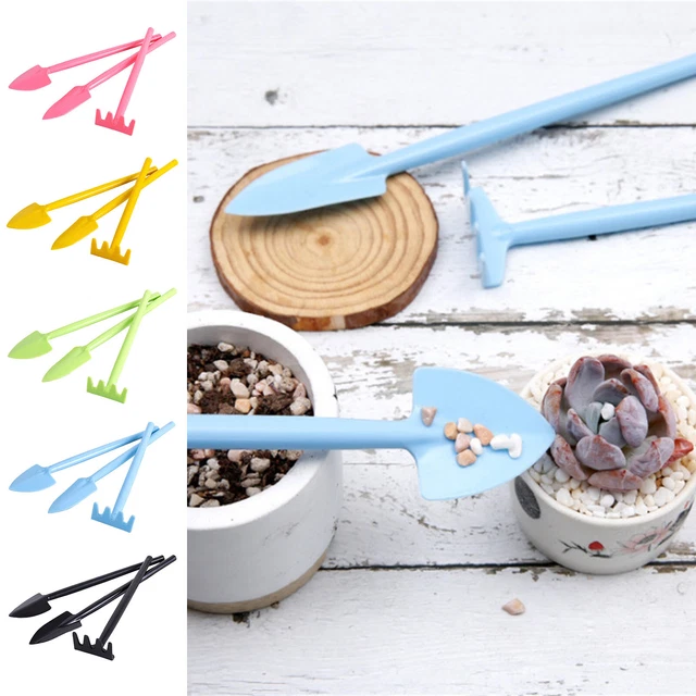 3pcs Mini Plastic Potted Green Plants Shovel Rake Hoe Succulent Home Seed Tools