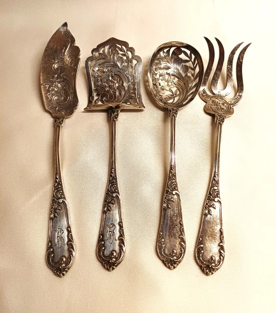 Service à Mignardises Ancien M.Grunthaler & Fils De Lyon - Argent, Style Louis XVI (5 Pièces)